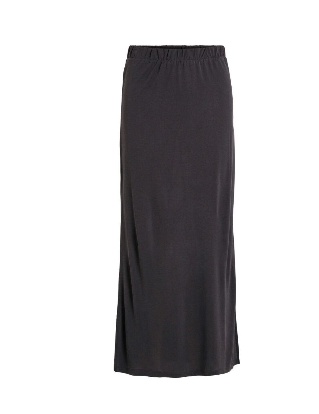 Falda Vila largo maxi negra con abertura lateral de mujer