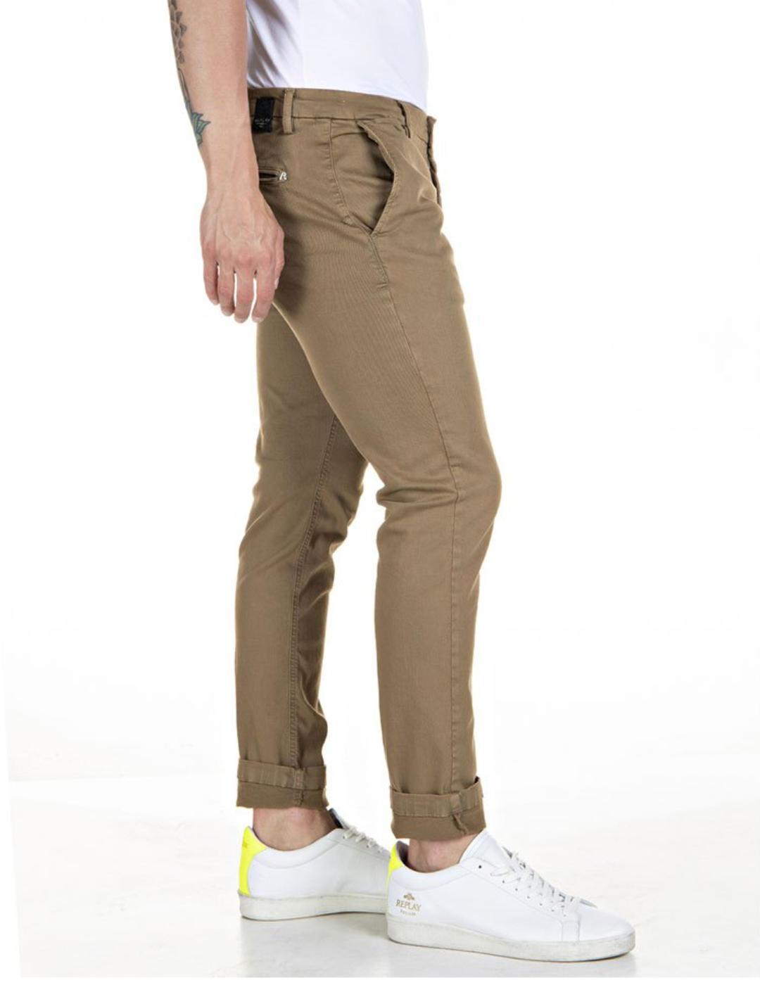 Chino Replay Zeumar Hyperflex marrón para hombre