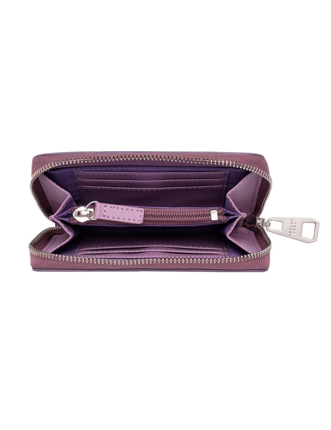 Cartera Replay lila cremallera para mujer