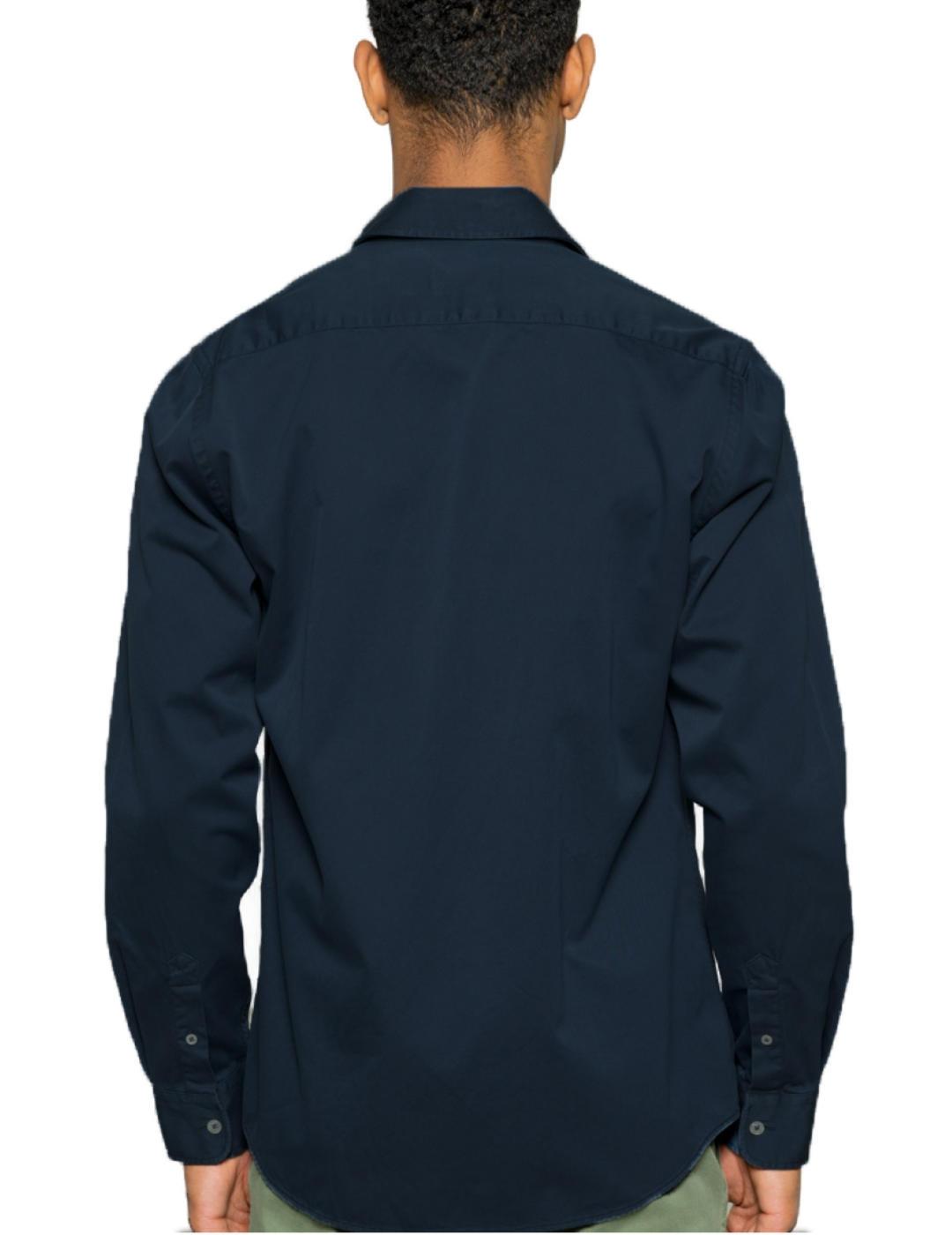 Camisa Scotta Sarga azul marino tinte natural para hombre