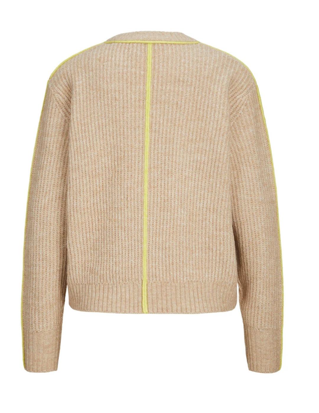 Jersey JJXX Leonora beige de punto cuello redondo para mujer