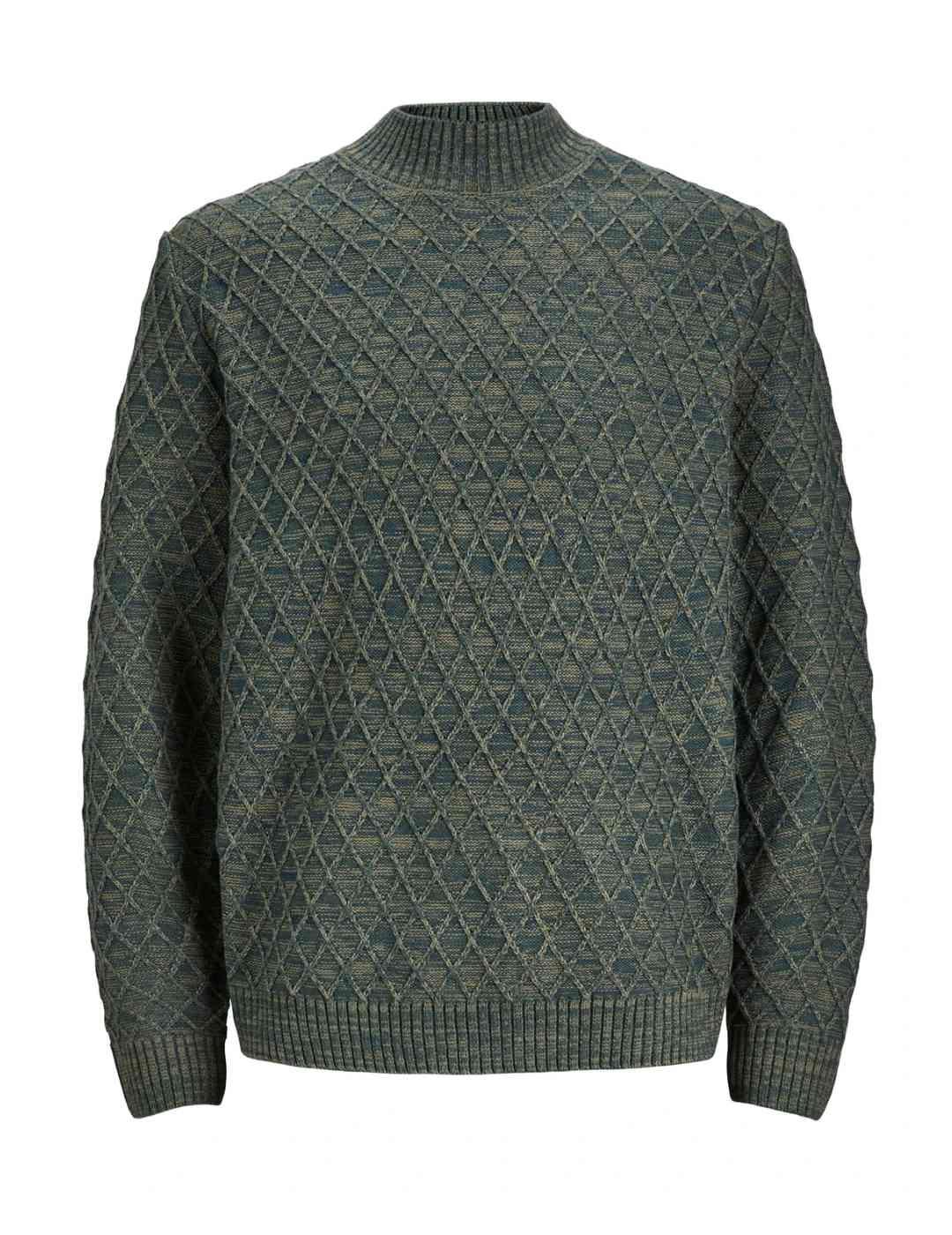 Jersey Jack&Jones Ziggi verde oscuro cuello perkins hombre