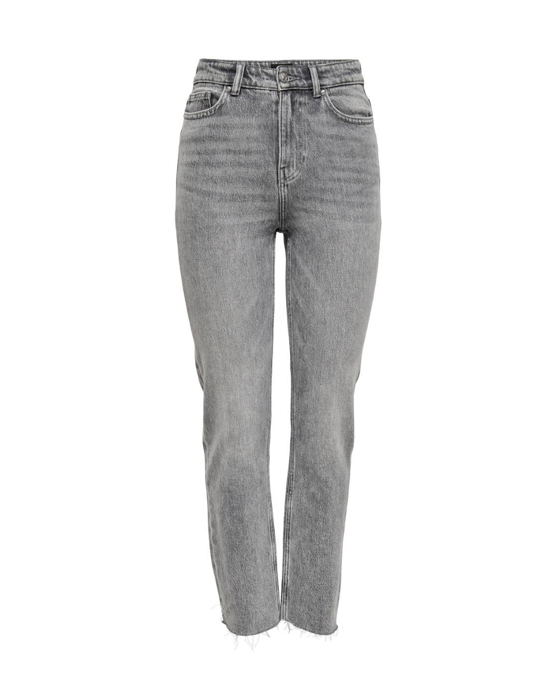 Pantalón vaquero Only Emily gris claro Straight de mujer