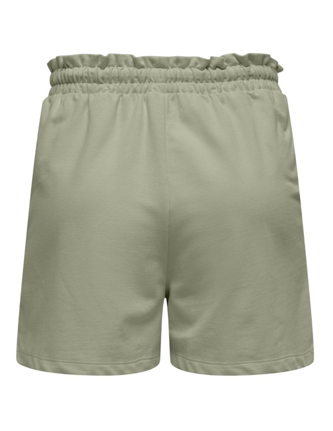 Short Only Ellie verde de tela tiro alto para mujer