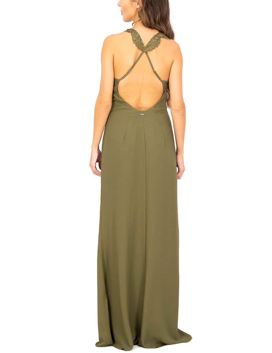 Vestido largo Guess Lana verde largo de tirantes para mujer