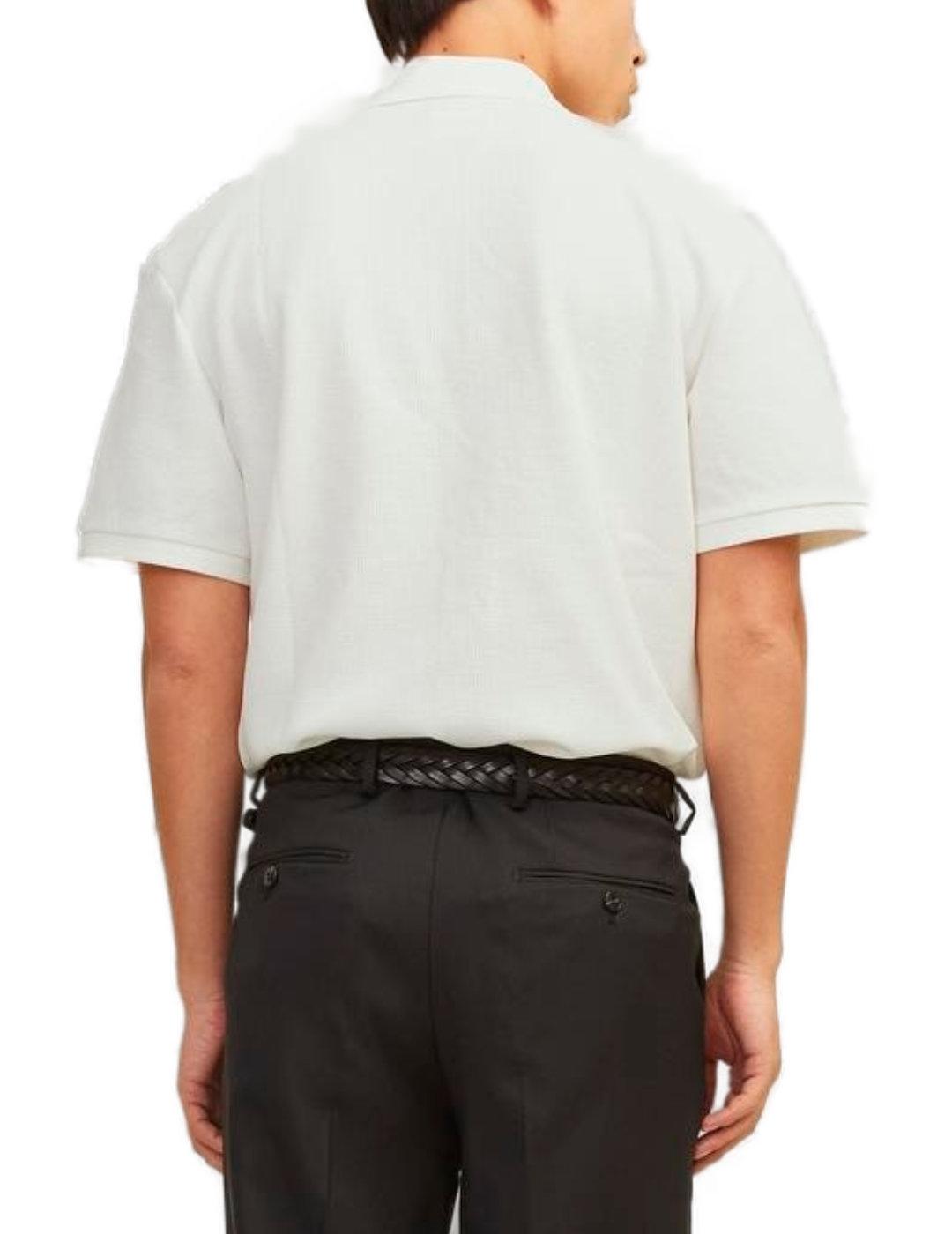 Polo Jack&Jones Johnny zip blanco con cremallera de hombre