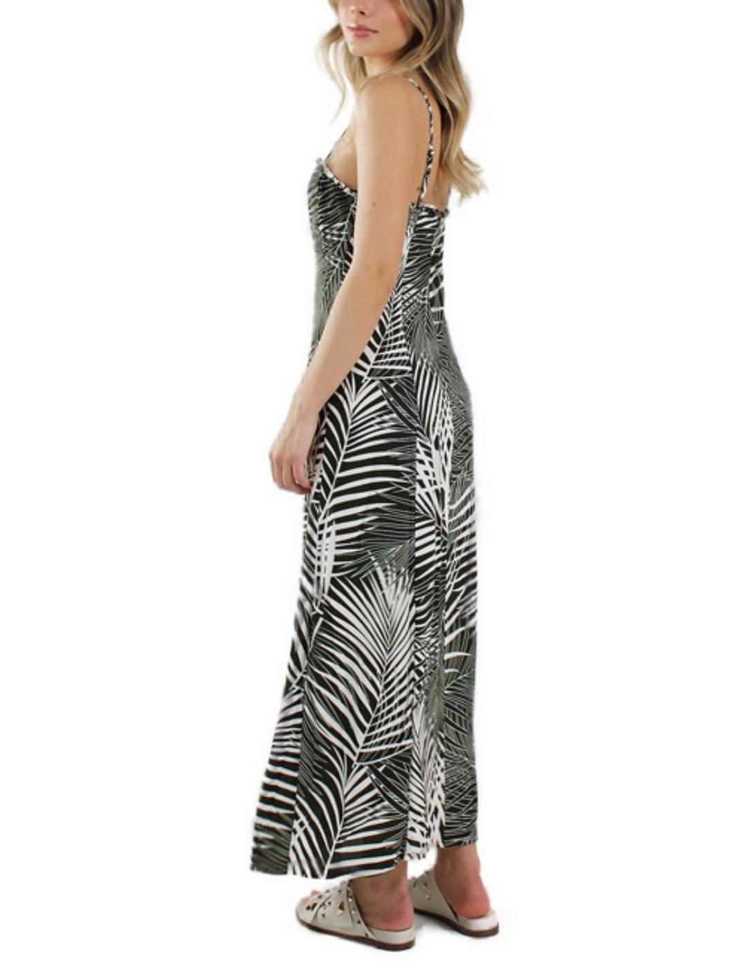 Vestido Only Nova largo verde hojas de tirantes para mujer