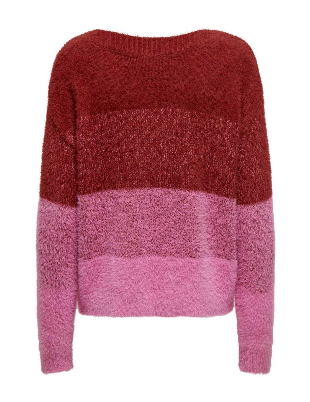 Jersey Only Maika bicolor rosa de punto para mujer