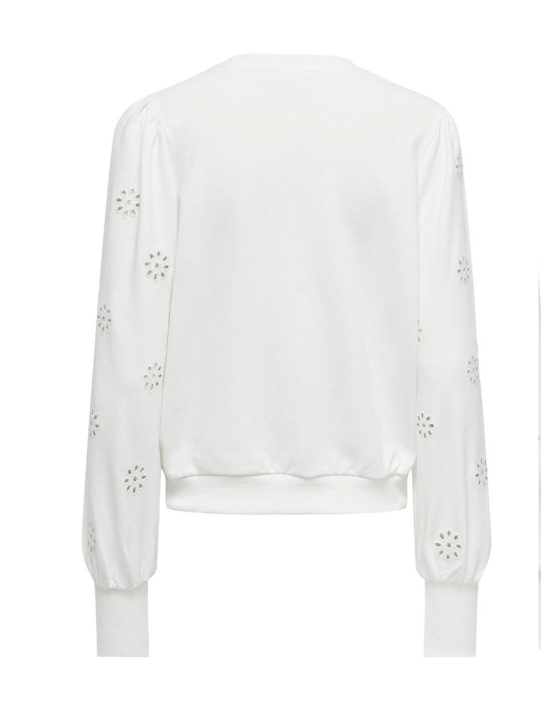 Sudadera Only Femme blanca sin capucha troquelada para mujer
