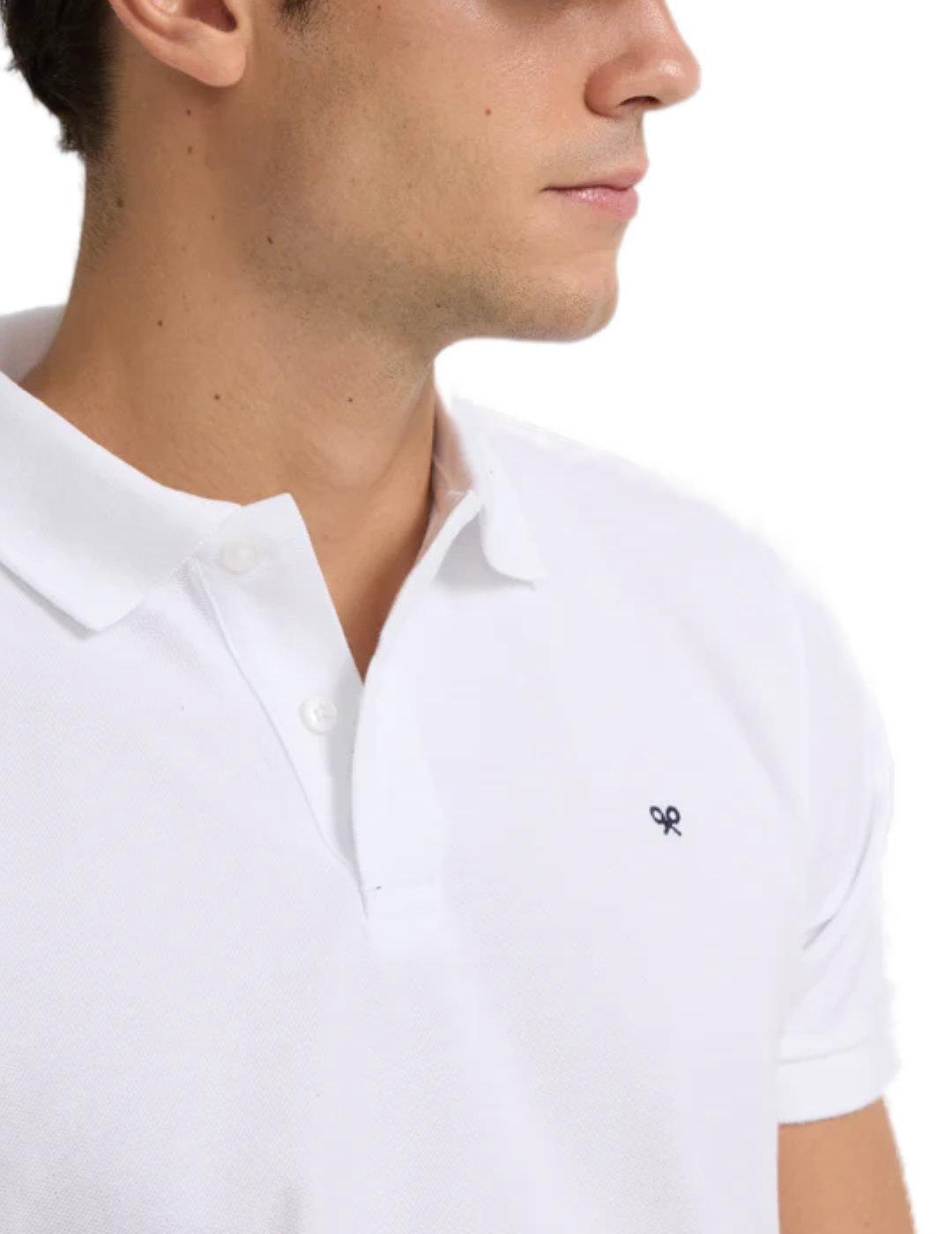 Polo Silbon clasico liso blanco de hombre-&