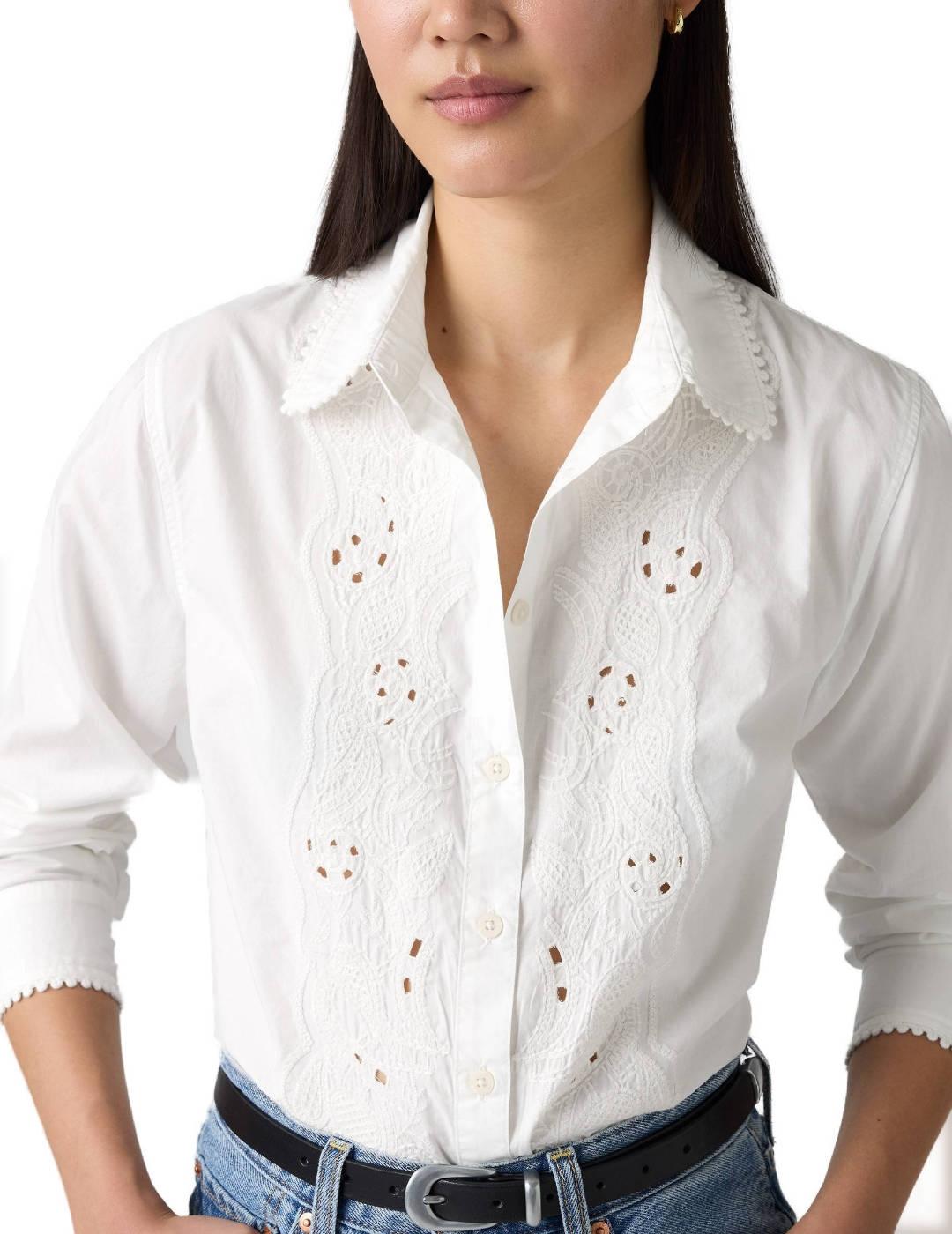 Camisa Levi's white con bordados de mujer-Sg