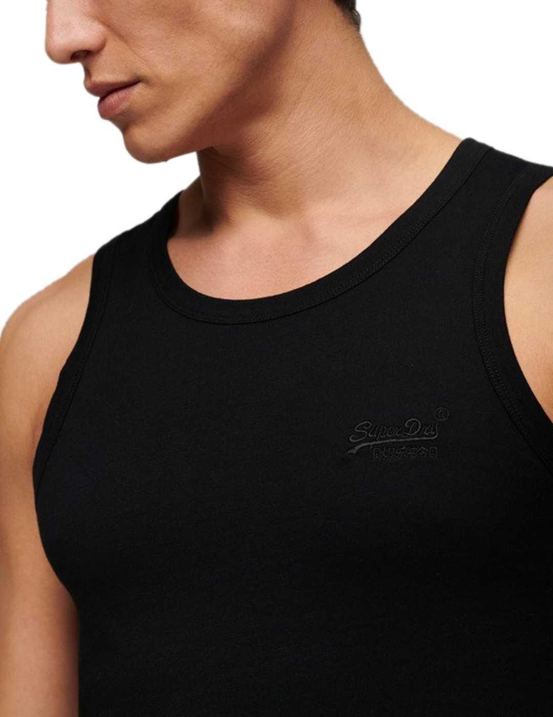 Camiseta básica Superdry sin mangas negro para hombre