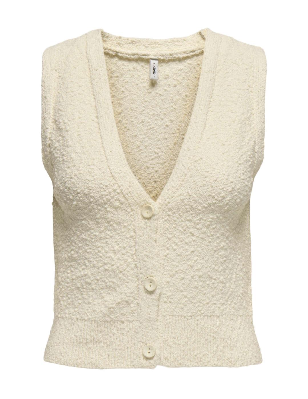 Chaleco Only Alvilda beige de punto con textura para mujer