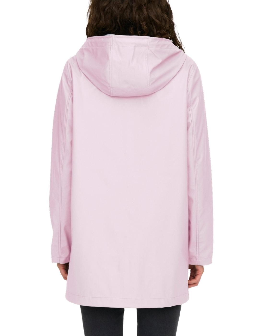 Chubasquero Only New Ellen rosa chicle con capucha de mujer