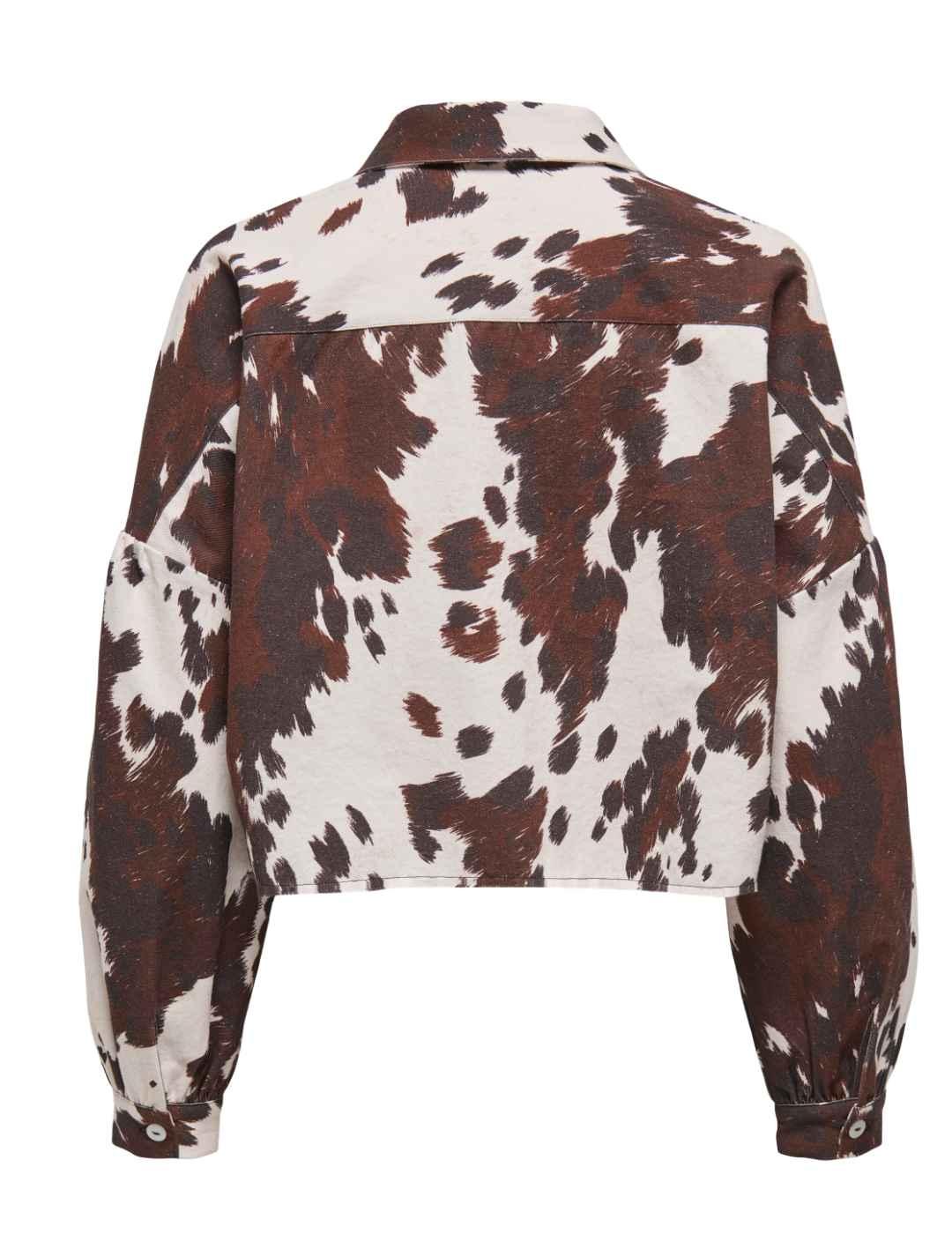 Camisa Only Canny beige y chocolate estampado para mujer