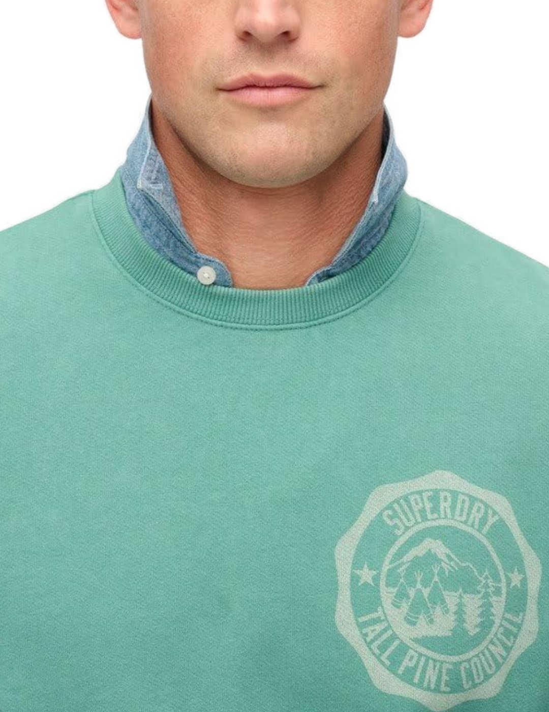 Sudadera Superdry Lo-Fi verde sin capucha para hombre