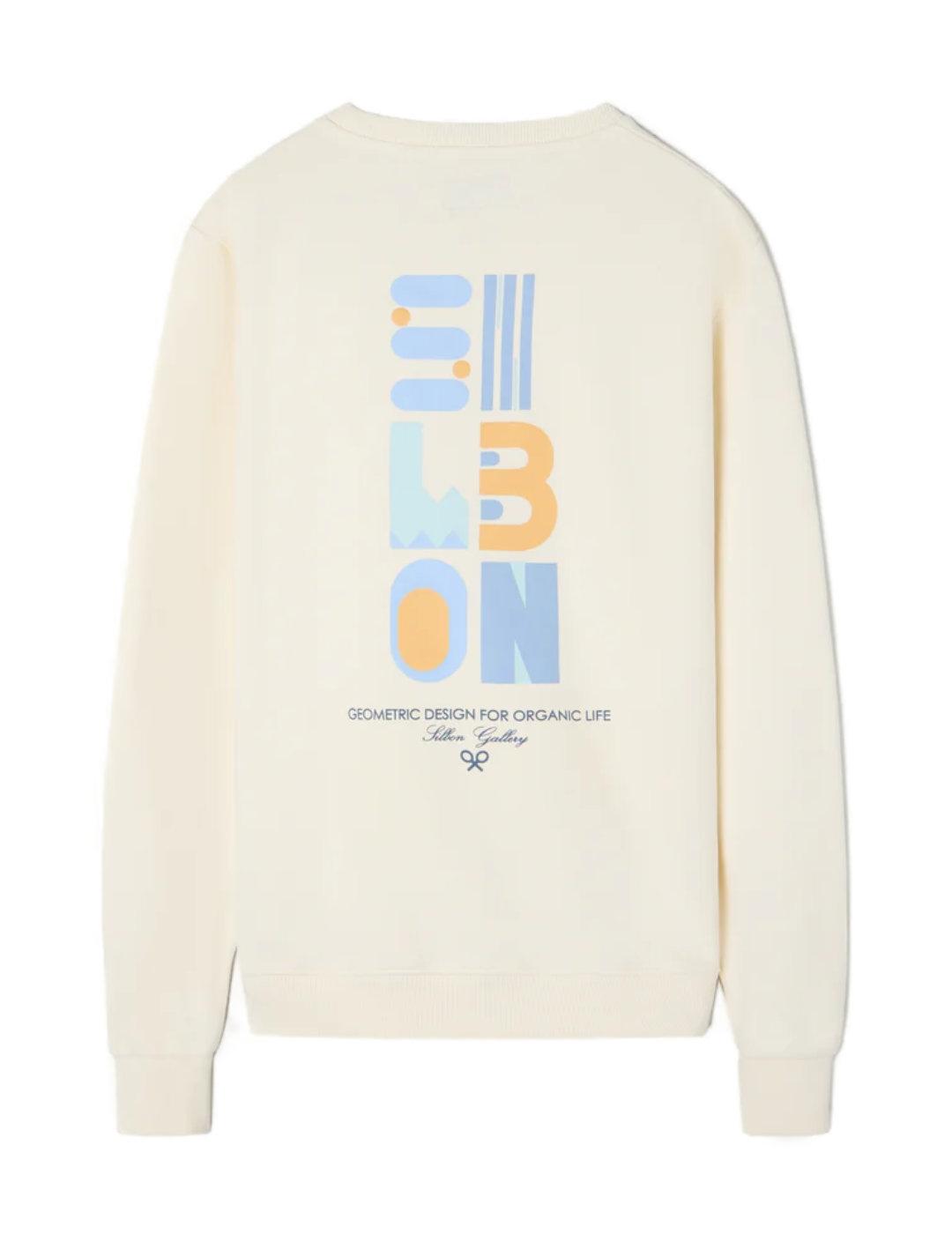 Sudadera Silbon Geometric crema sin capucha para hombre