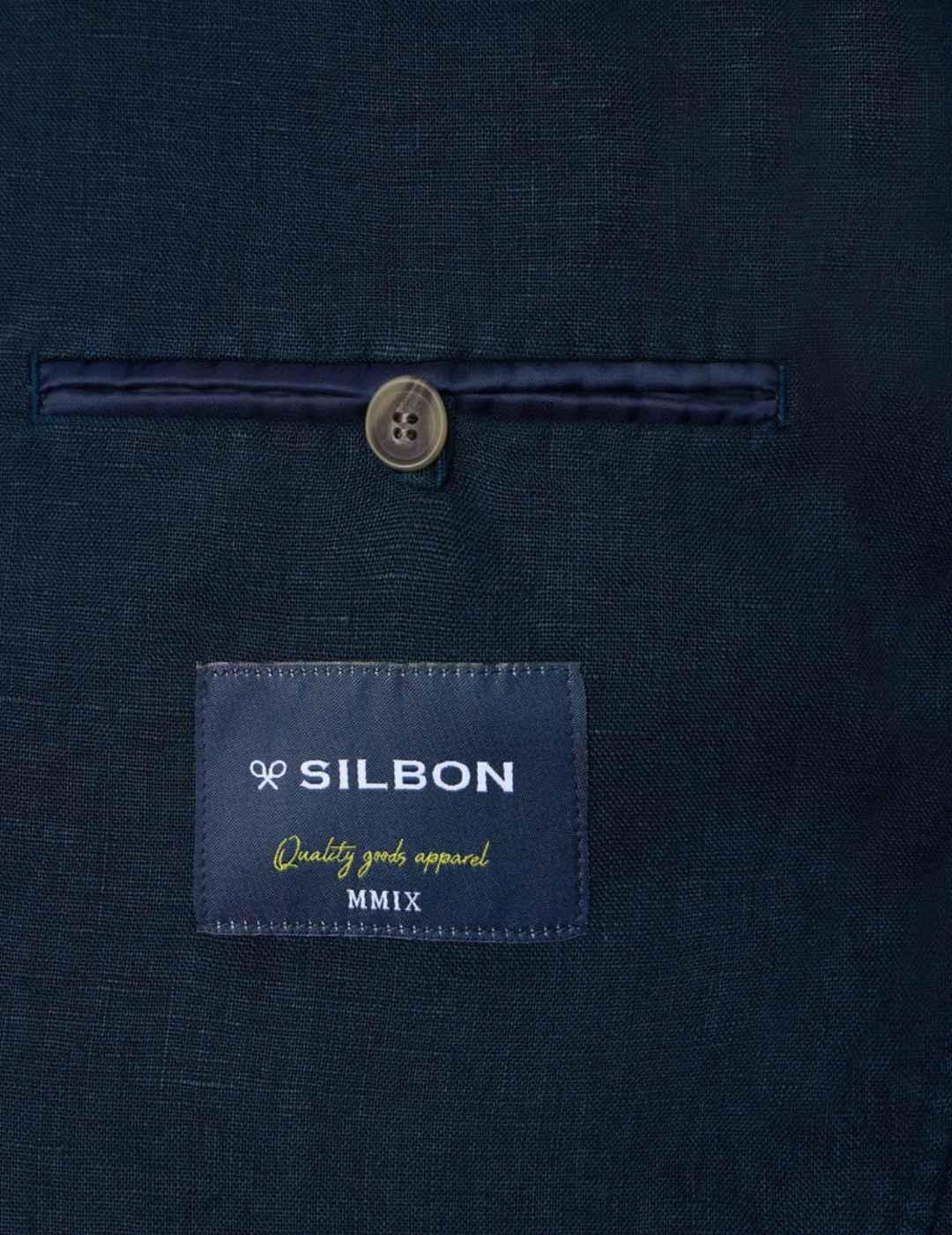 Americana Silbon comfort azul marino de lino para hombre 
