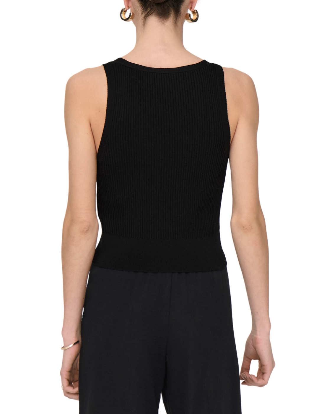 Camiseta Only Lina de punto negra tirantes para mujer