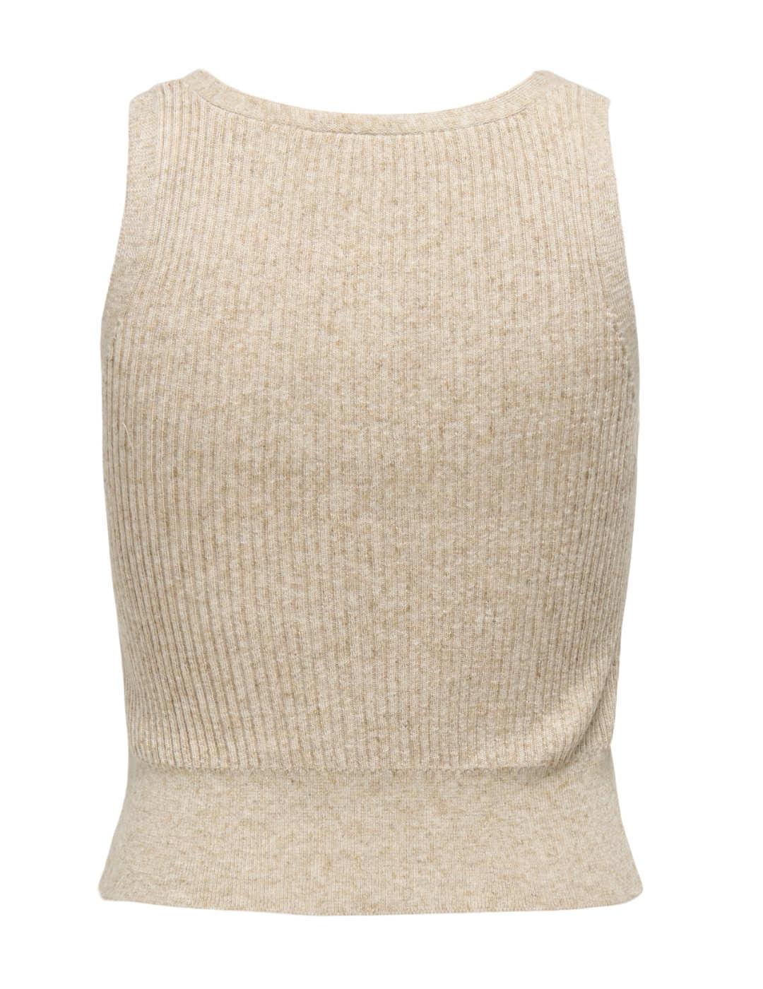 Camiseta Only Lina de punto beige tirantes paramujer