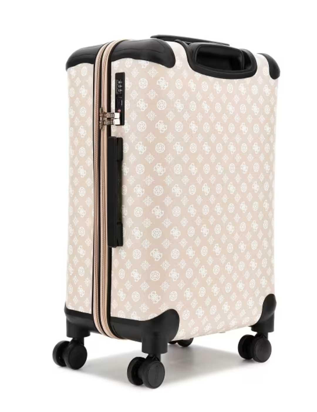 Maleta Guess Wilder blanca y beige logotipo para mujer