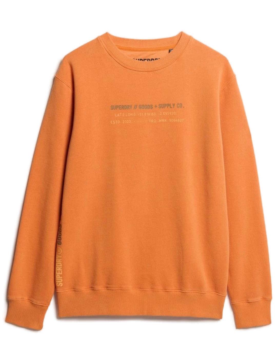 Sudadera Superdry Sport Crew naranja sin capucha para hombre