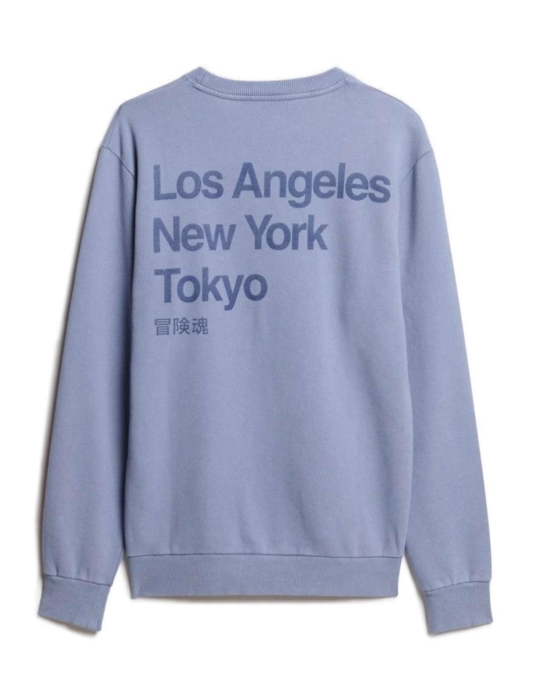 Sudadera Superdry City azul sin capucha para hombre