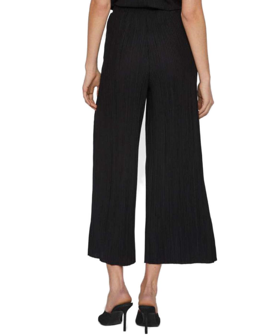 Pantalón de tela Vila Plisa culotte negro plisado para mujer