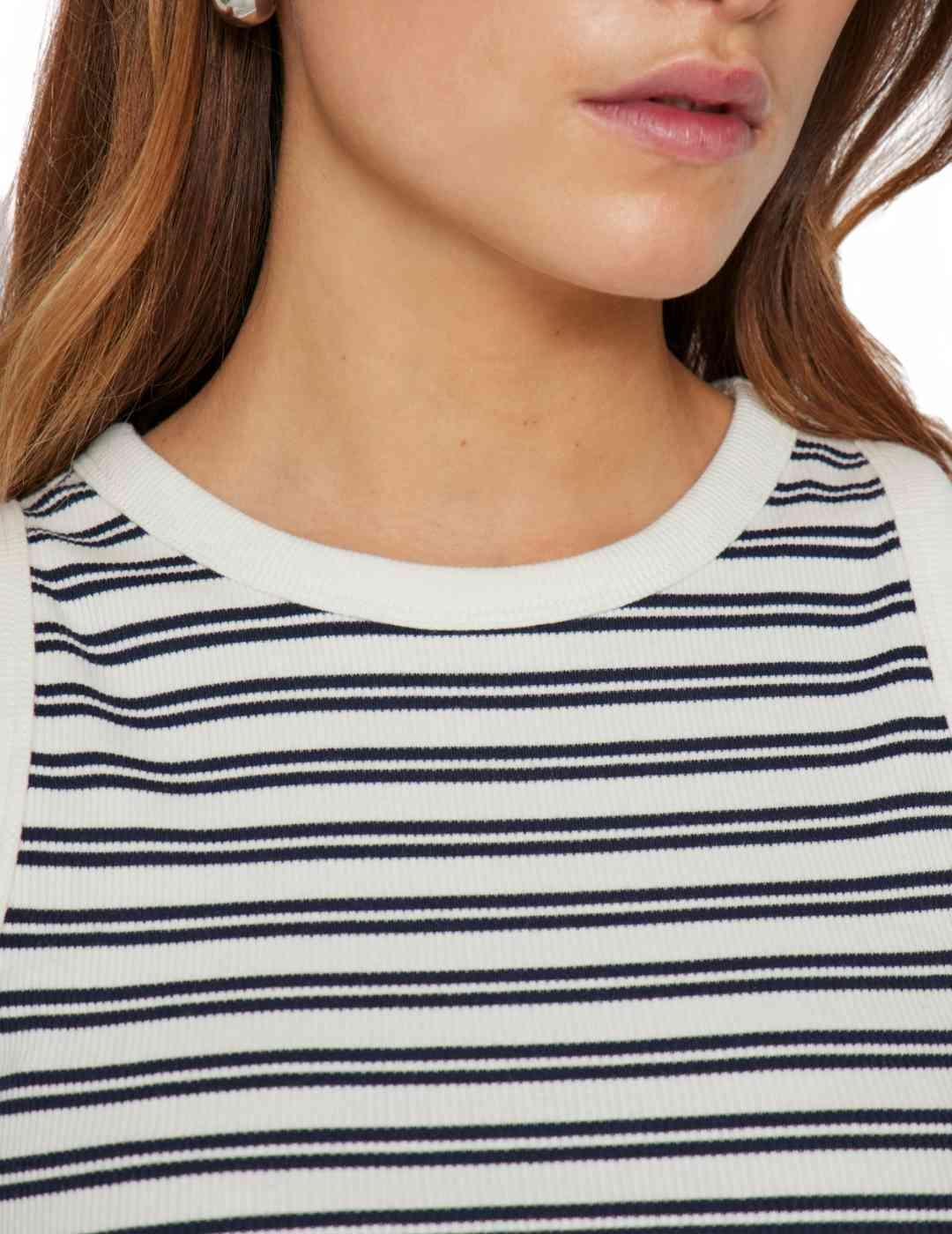 Camiseta Vila Sola azul marino raya tirantes para blanca