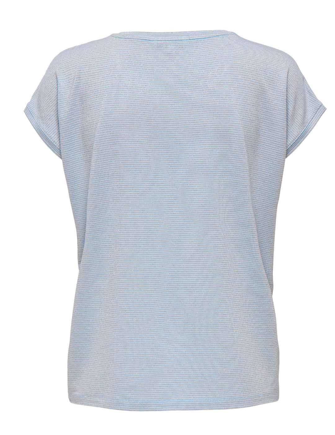 Camiseta Only Claudia gris rayas oro manga corta pa mujer
