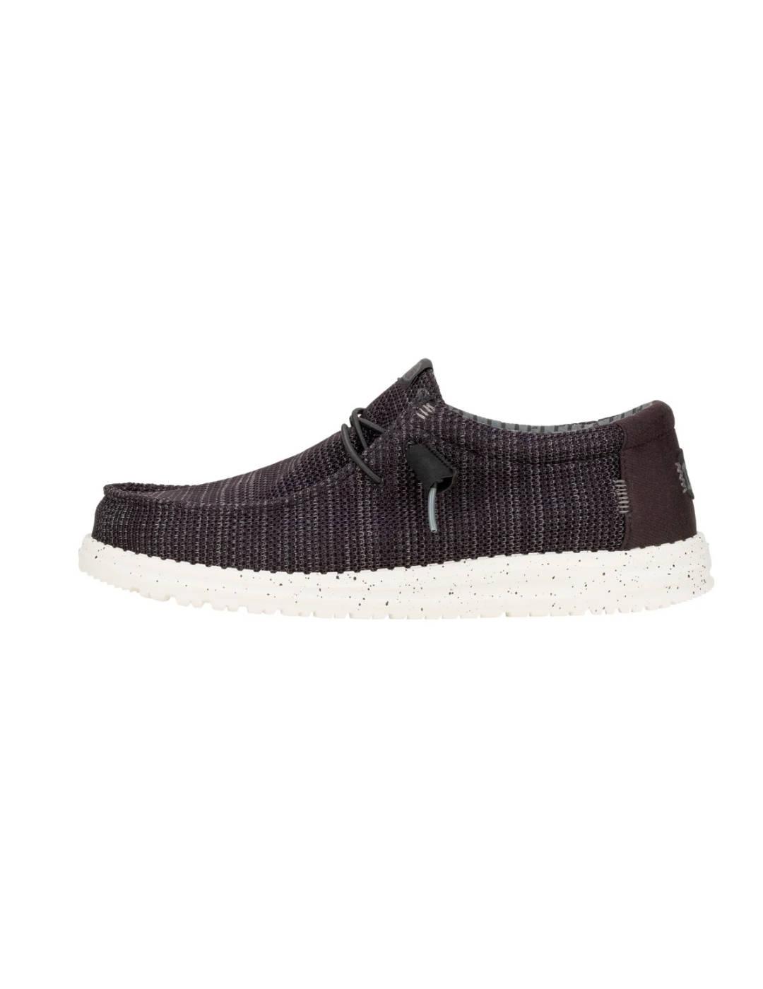 Mocasín Heydude Wally blanco y negro ultraligero para hombre