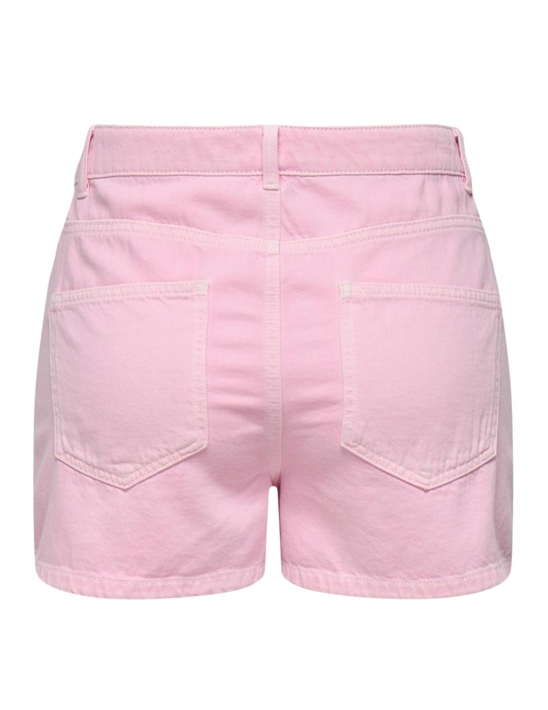 Short Only Jagger rosa chicle mom fit para mujer