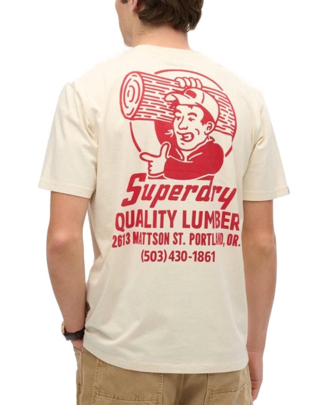 Camiseta Superdry Trade Tools blanco roto manga corta hombre