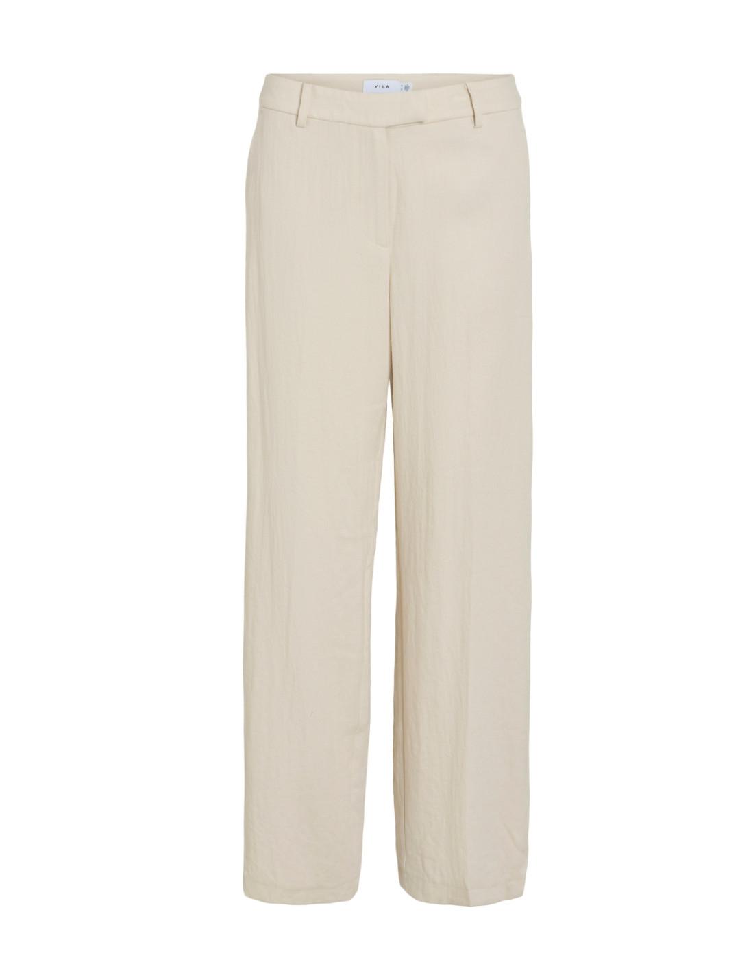 Pantalones Vila Flea blanco roto straight para mujer
