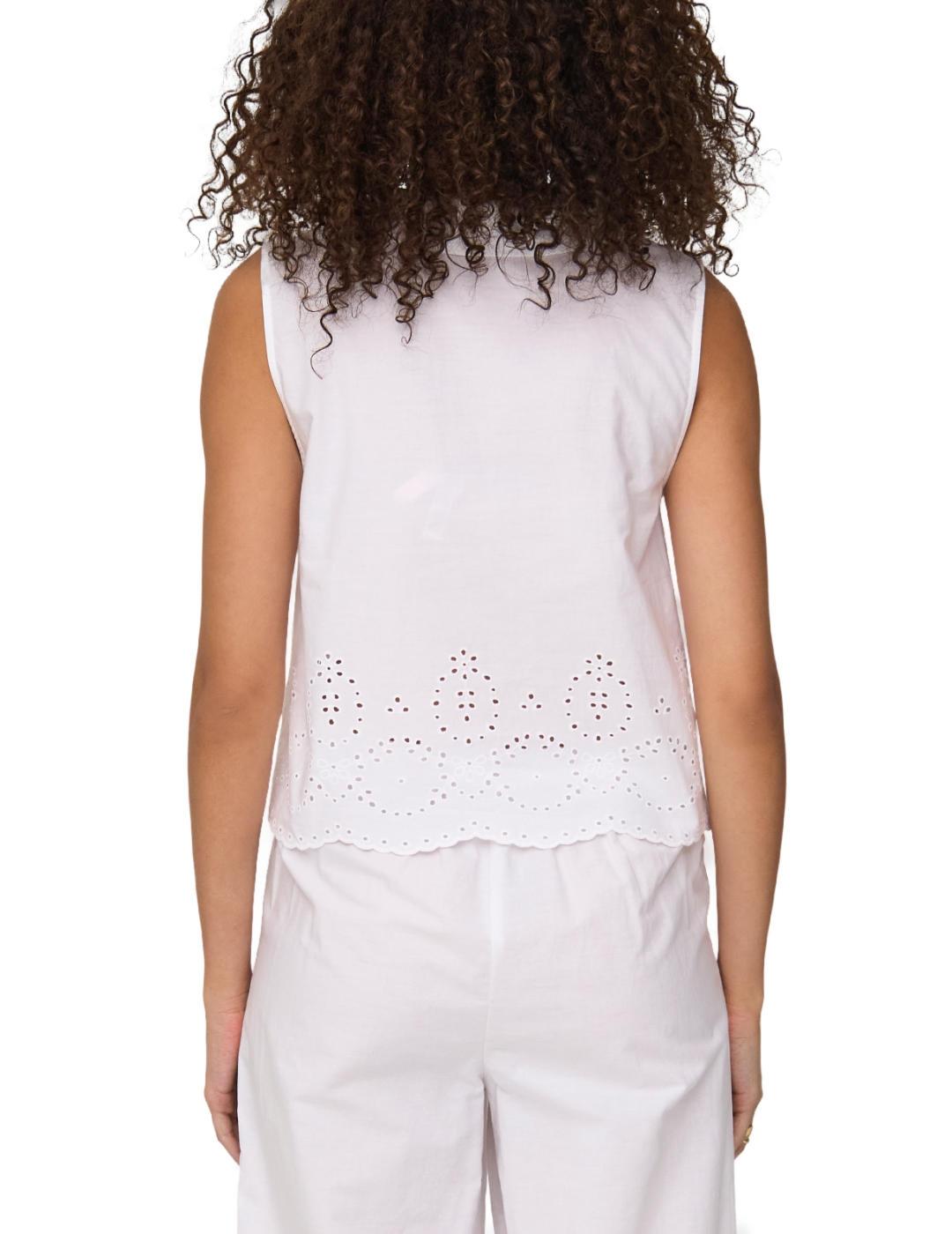Camisa Only Roxanne sisa blanca troquelado para mujer