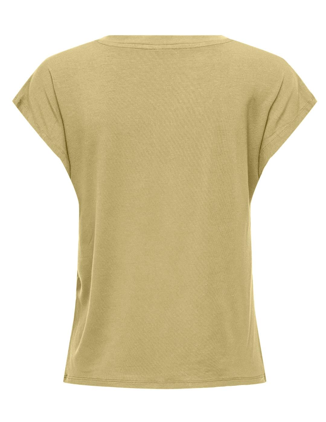 Camiseta Only Rilla a pico verde pistacho manga corta mujer
