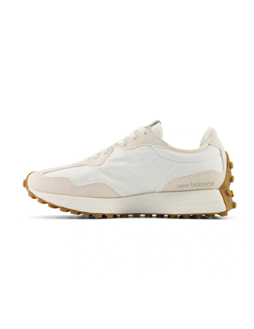 Zapatillas deportivas New Balance 327 beige y verde de mujer