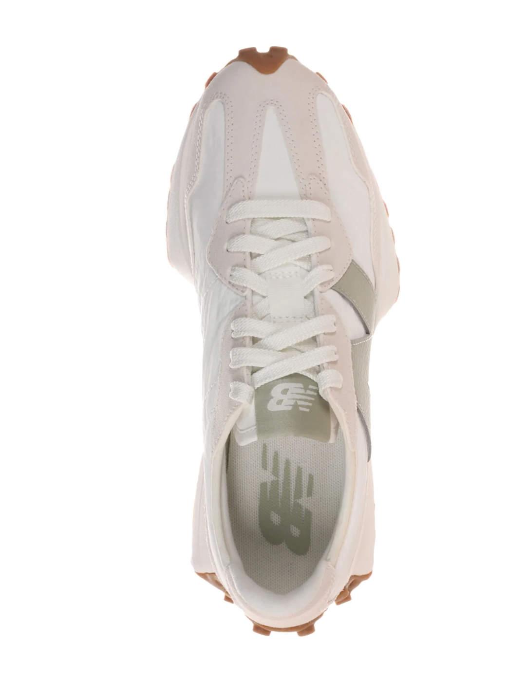 Zapatillas deportivas New Balance 327 beige y verde de mujer