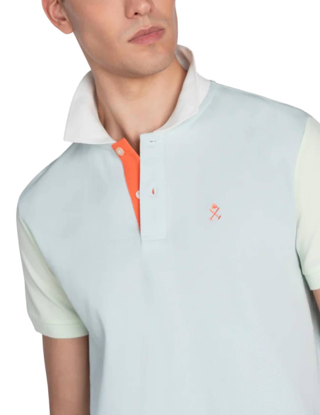 Polo Harper Preppy azul turquesa manga corta para hombre