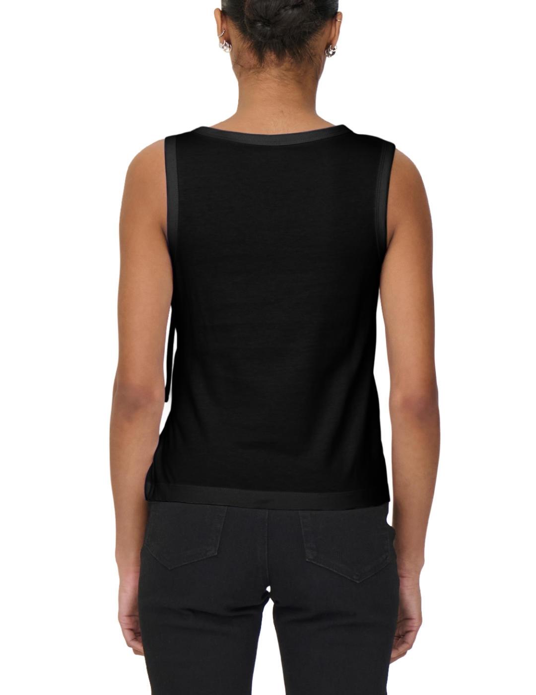 Camiseta Only Will negro manga sisa para mujer