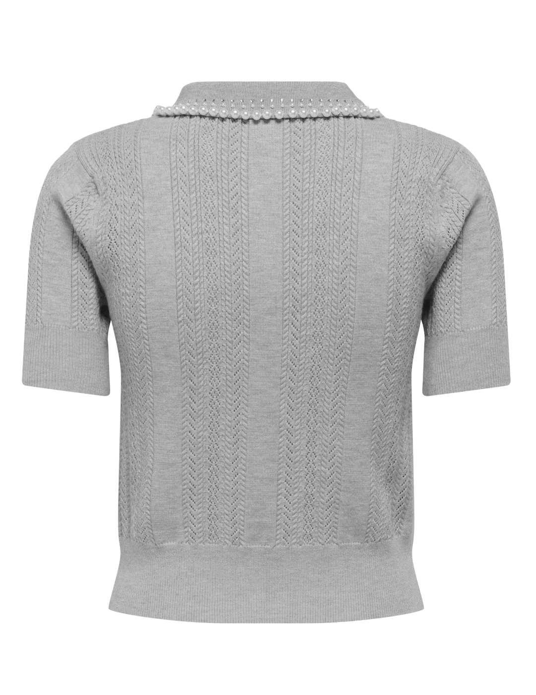 Polo Only cuello perlado gris manga corta para mujer