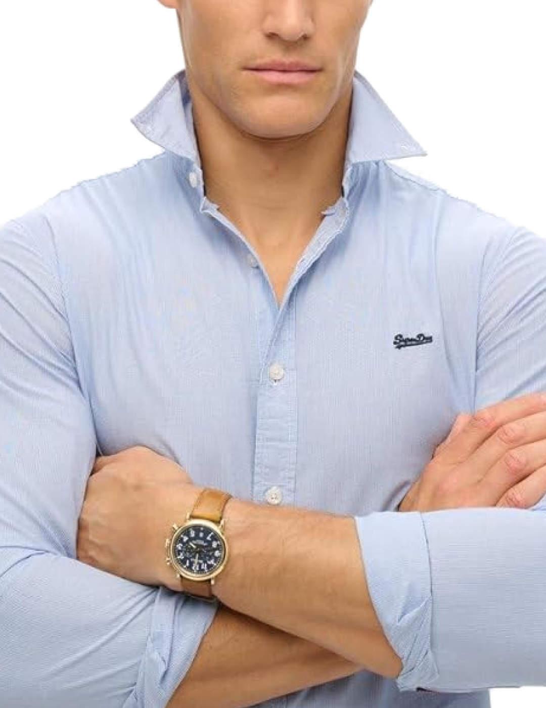 Camisa Superdry Essentials azul cielo slim para hombre