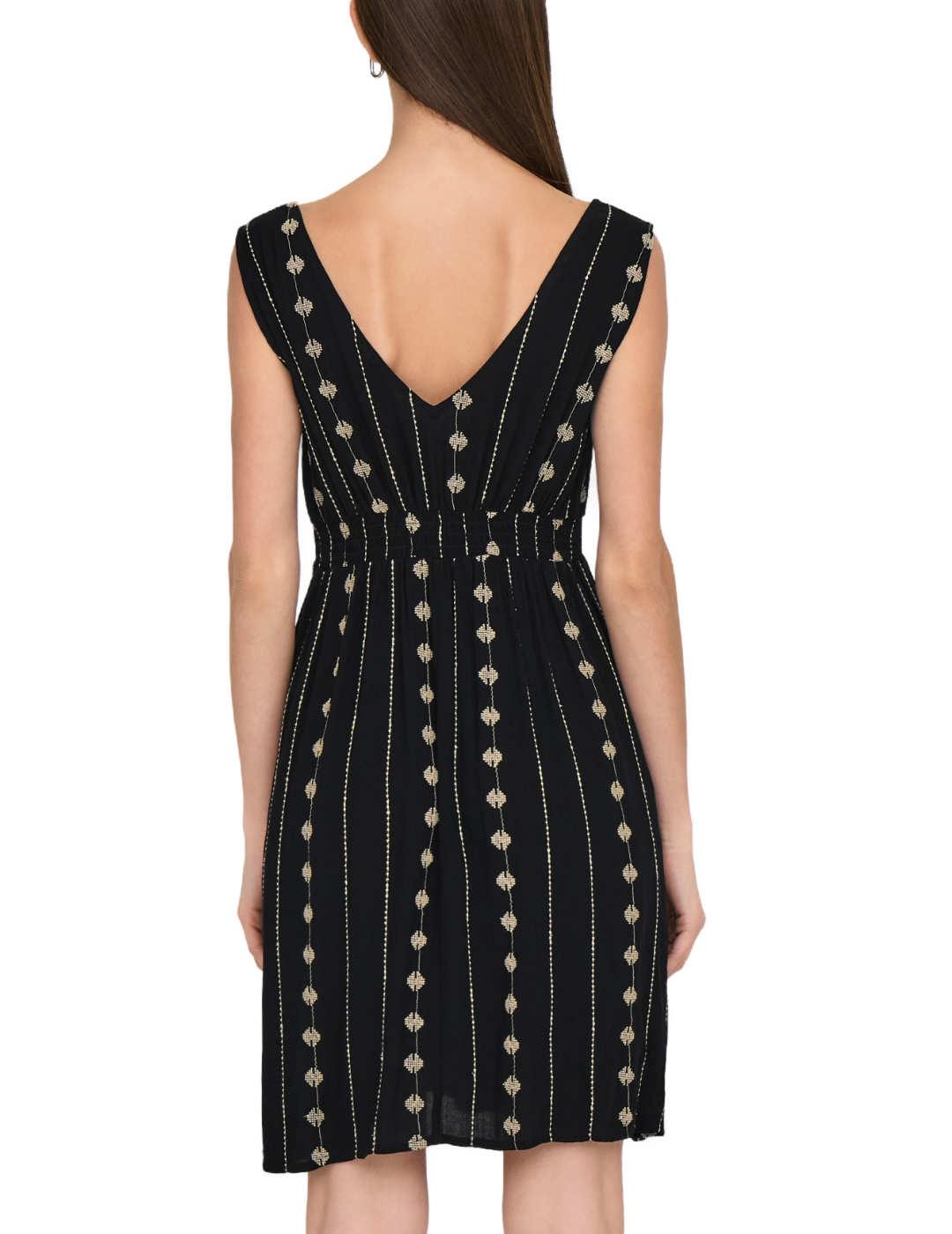 Vestido Only Viana cuello V negro sin mangas para mujer