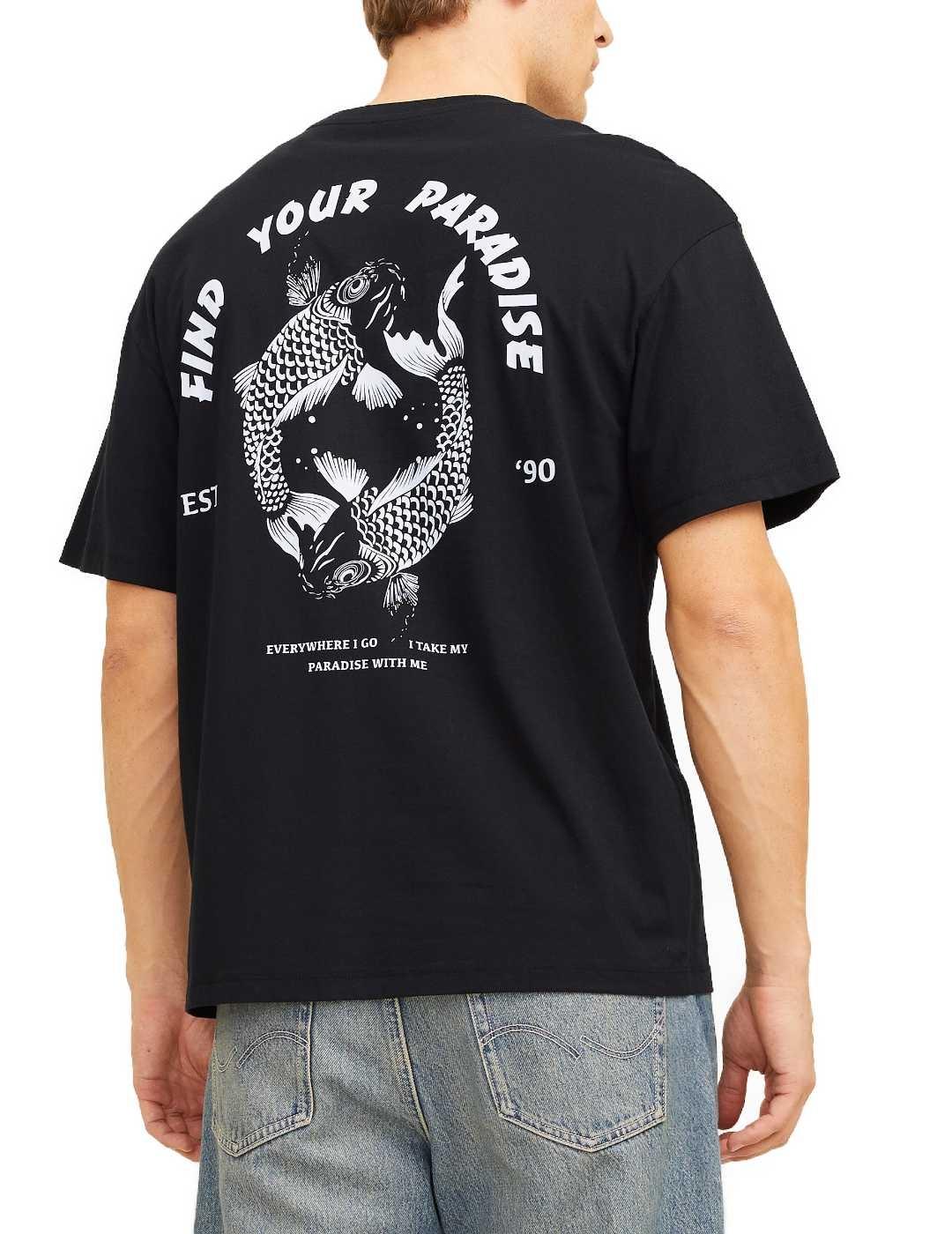 Camiseta Jack&Jones Charge negra manga corta para hombre