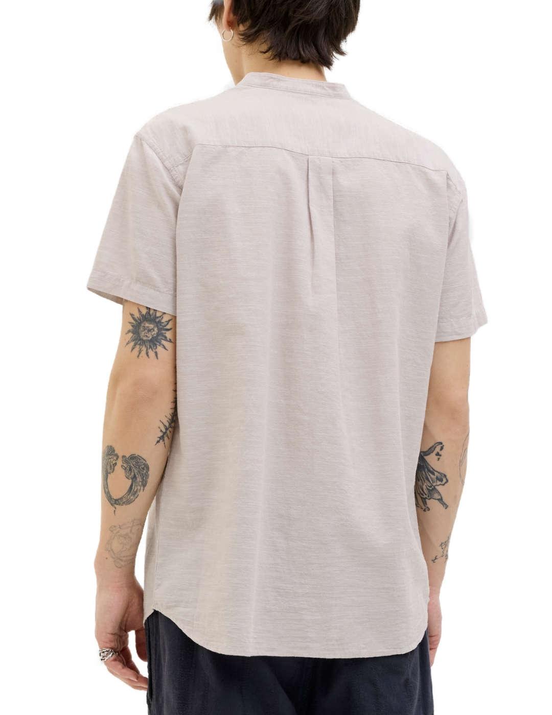 Camisa Jack&Jones Summer beige cuello mao para hombre