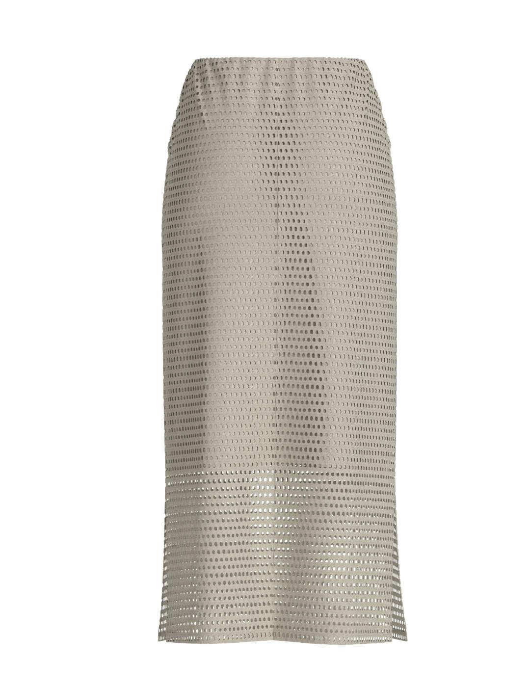 Falda Vila Adella midi blanca calada con forro para mujer