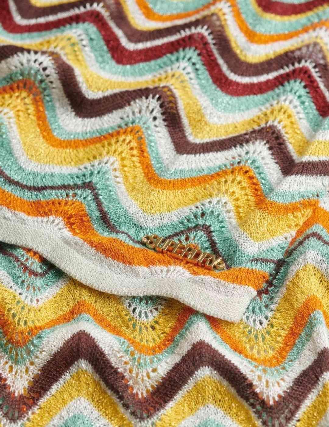Vestido Superdry maxi punto zigzag multicolor para mujer