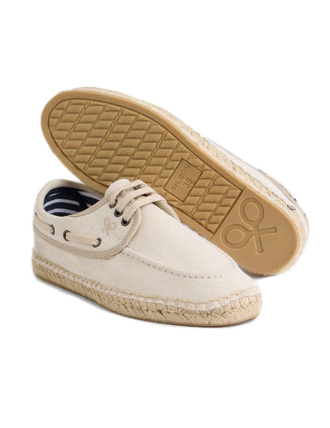 Alpargata Silbon cubierta náutico beige con cordón de hombre