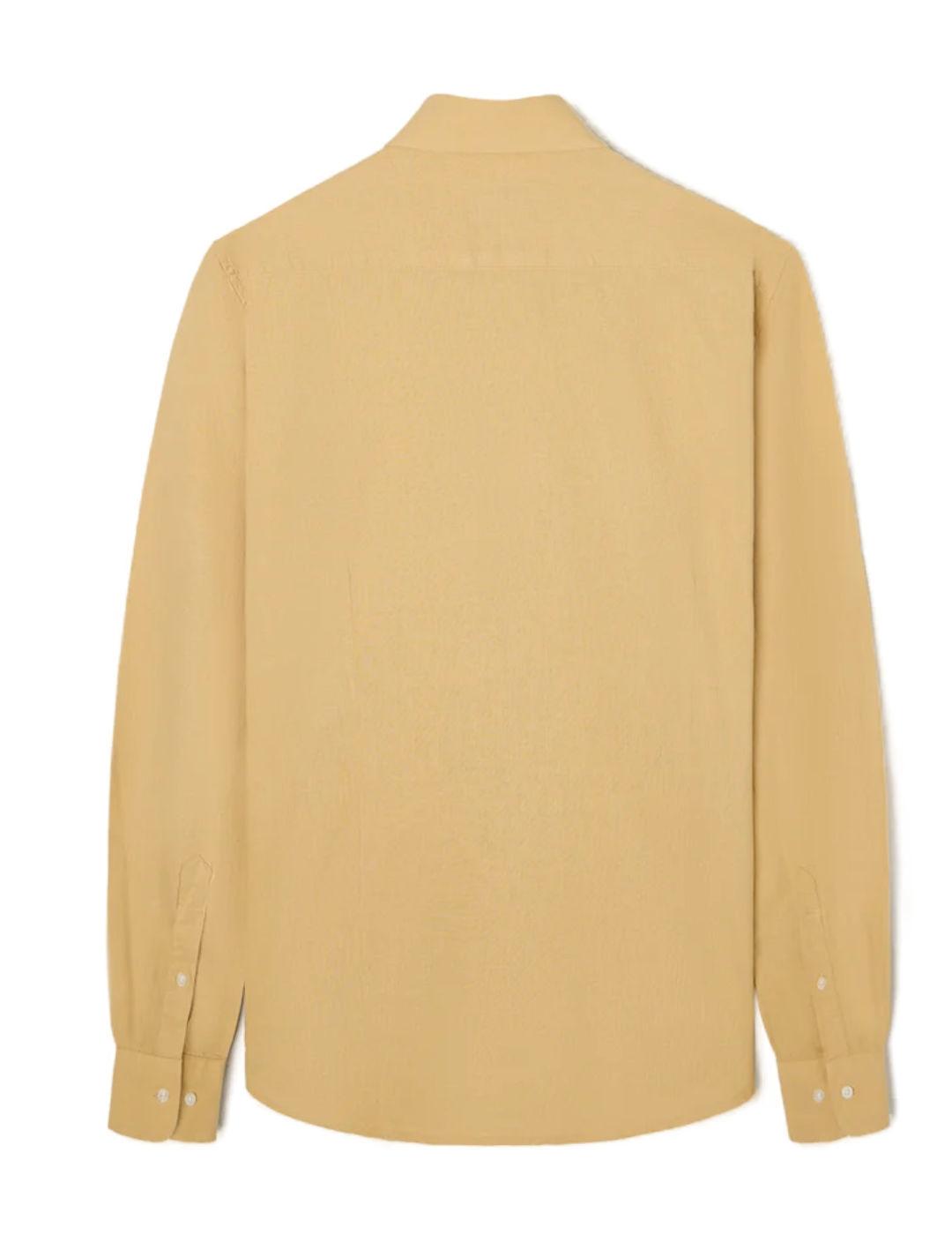 Camisa Silbon sport lino amarilla manga larga para hombre