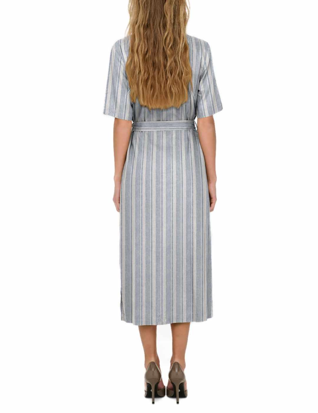 Vestido camisero Only Caro blanco y azul a rayas para mujer
